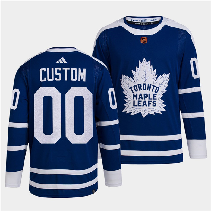 Men's Toronto Maple Leafs Custom Blue 2022 Reverse Retro Stitched Jersey
